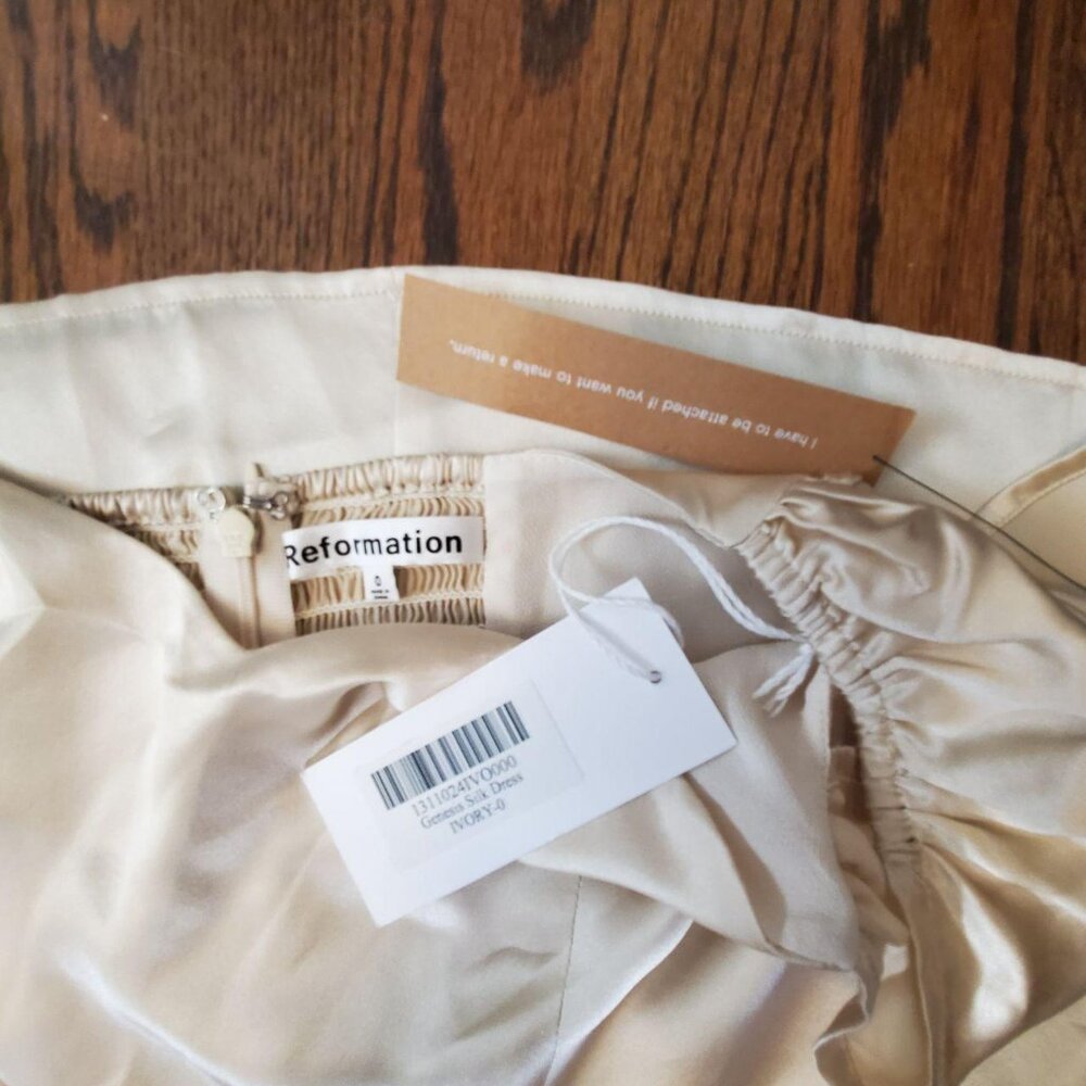 Reformation Silk Genesis Dress in Ivory - Picture 4 of 5
